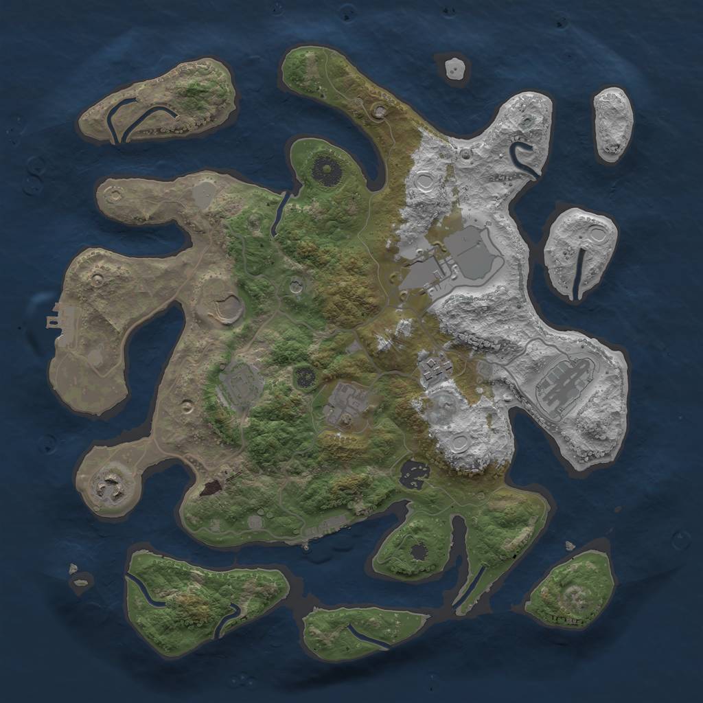 Rust Map: Procedural Map, Size: 3550, Seed: 274685, 16 Monuments