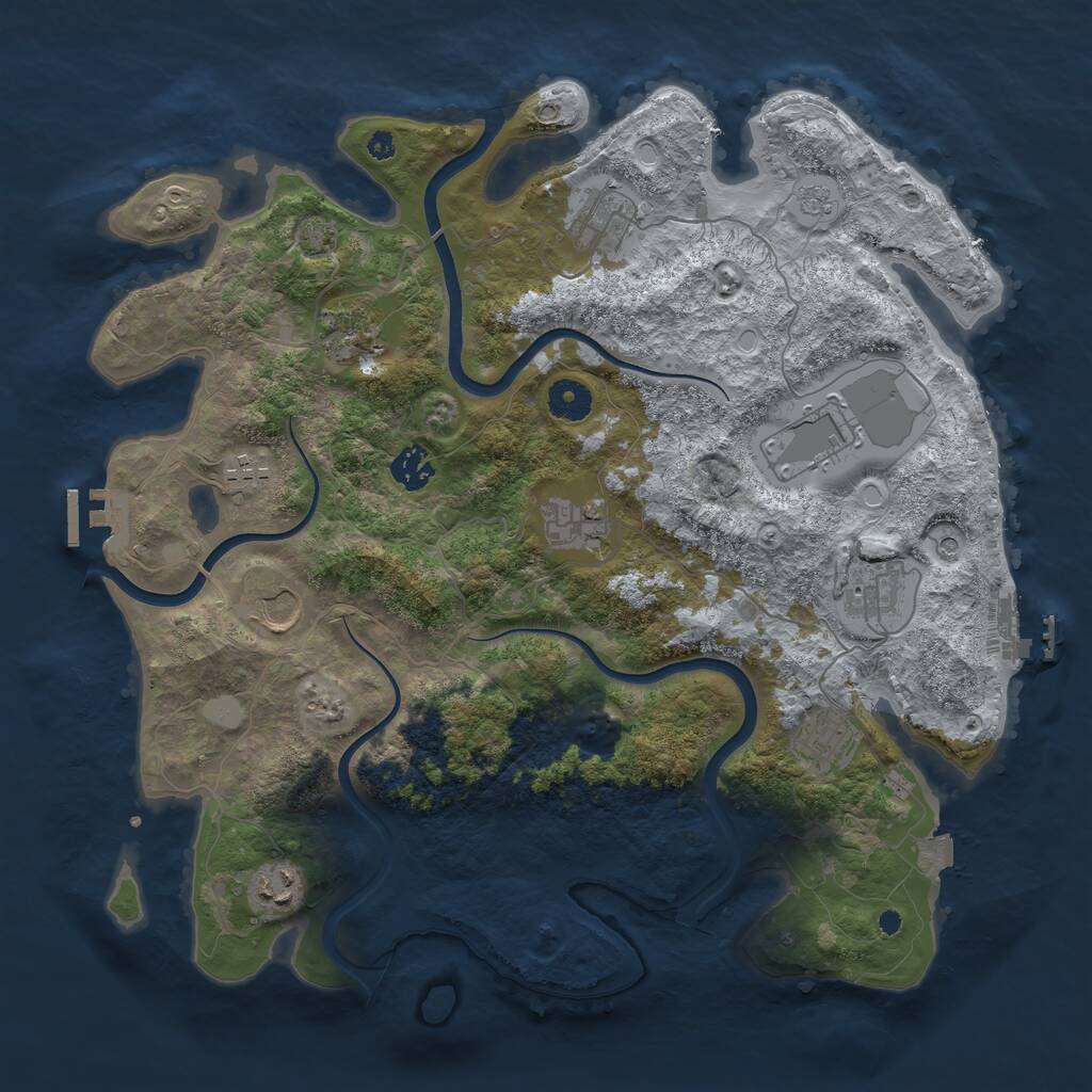 Rust Map: Procedural Map, Size: 3850, Seed: 1320110625, 16 Monuments