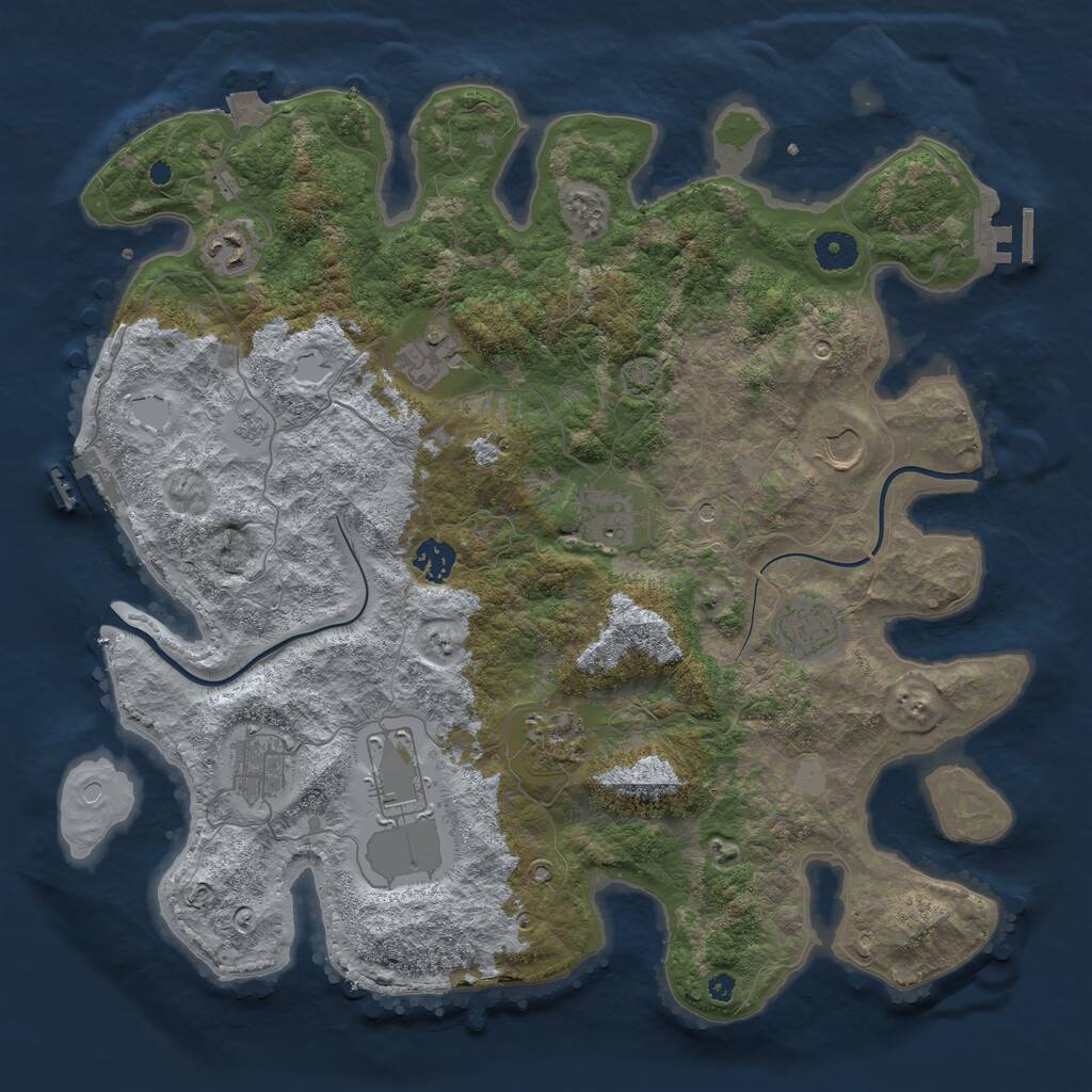 Rust Map: Procedural Map, Size: 3950, Seed: 770995345, 15 Monuments