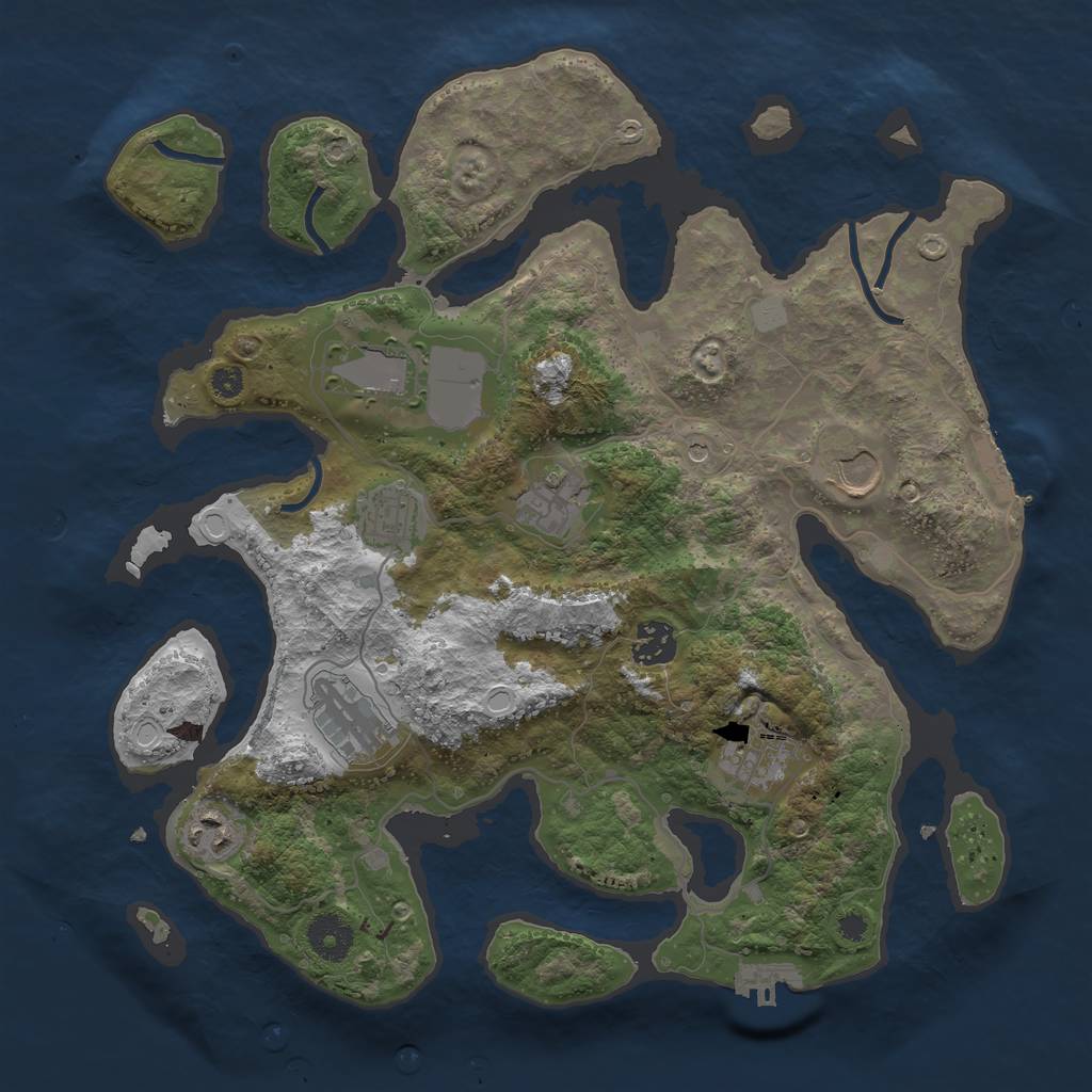Rust Map: Procedural Map, Size: 3550, Seed: 403294, 16 Monuments