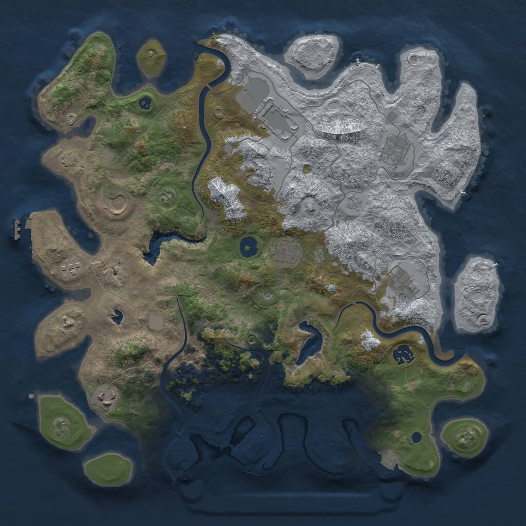 Rust Map: Procedural Map, Size: 4000, Seed: 648725, 14 Monuments