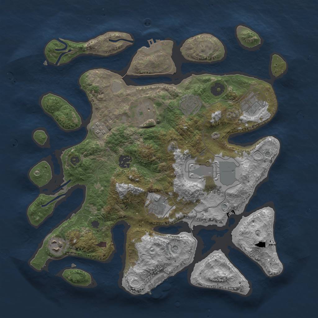 Rust Map: Procedural Map, Size: 3550, Seed: 331625, 16 Monuments
