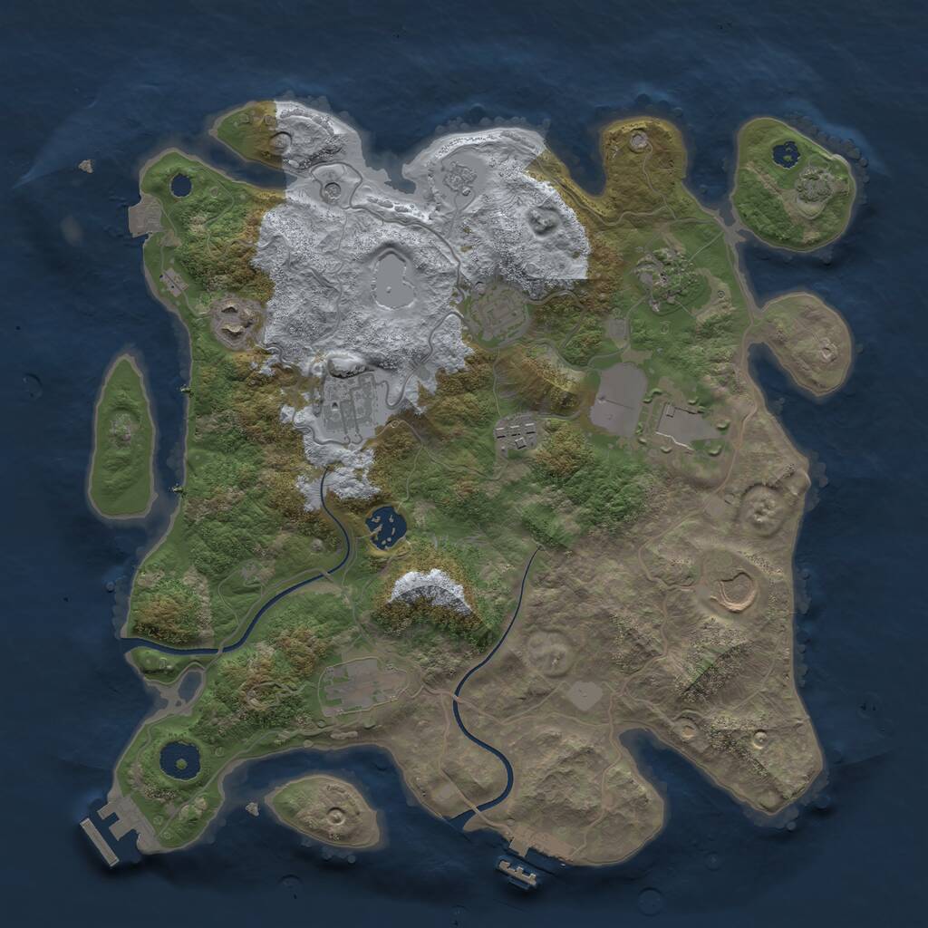 Rust Map: Procedural Map, Size: 3500, Seed: 1268253, 15 Monuments