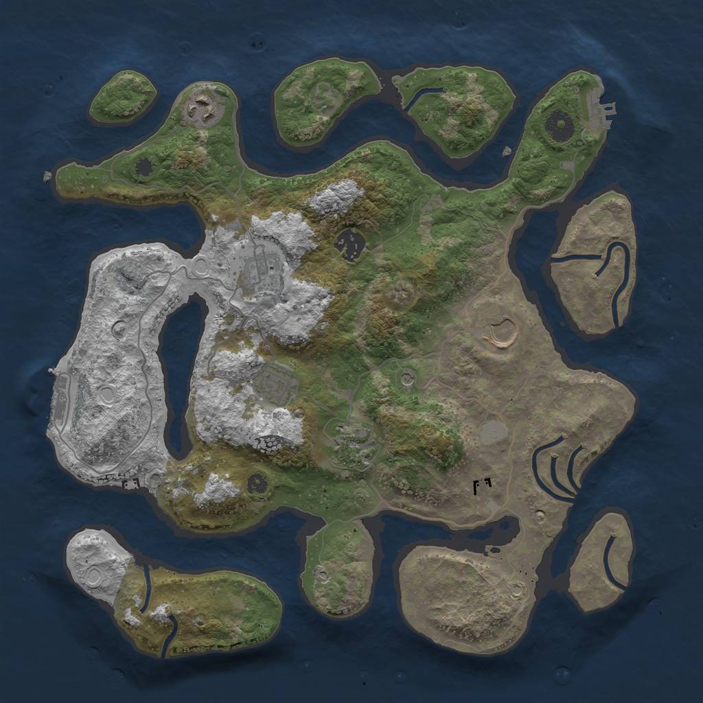 Rust Map: Procedural Map, Size: 3550, Seed: 598901, 14 Monuments