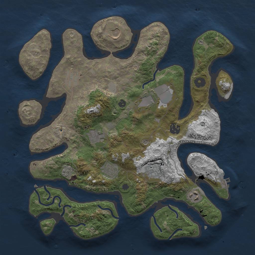 Rust Map: Procedural Map, Size: 3550, Seed: 505219, 16 Monuments