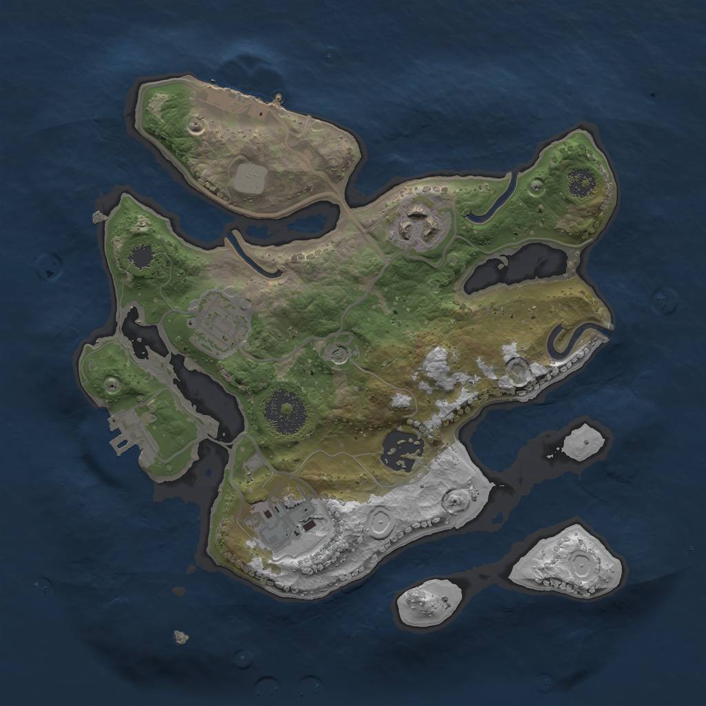 Rust Map: Procedural Map, Size: 2500, Seed: 1340640084, 12 Monuments