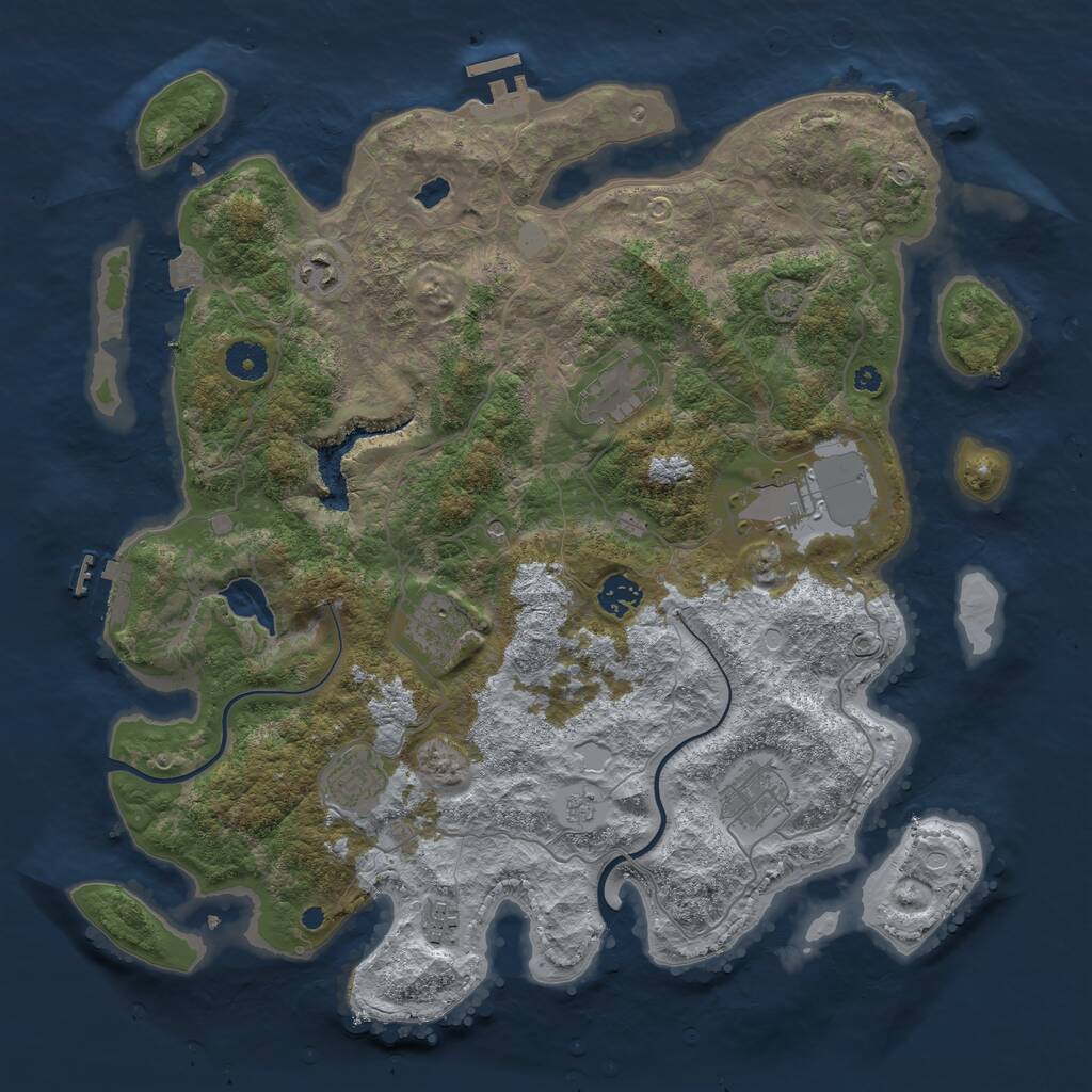 Rust Map: Procedural Map, Size: 4000, Seed: 761079, 14 Monuments