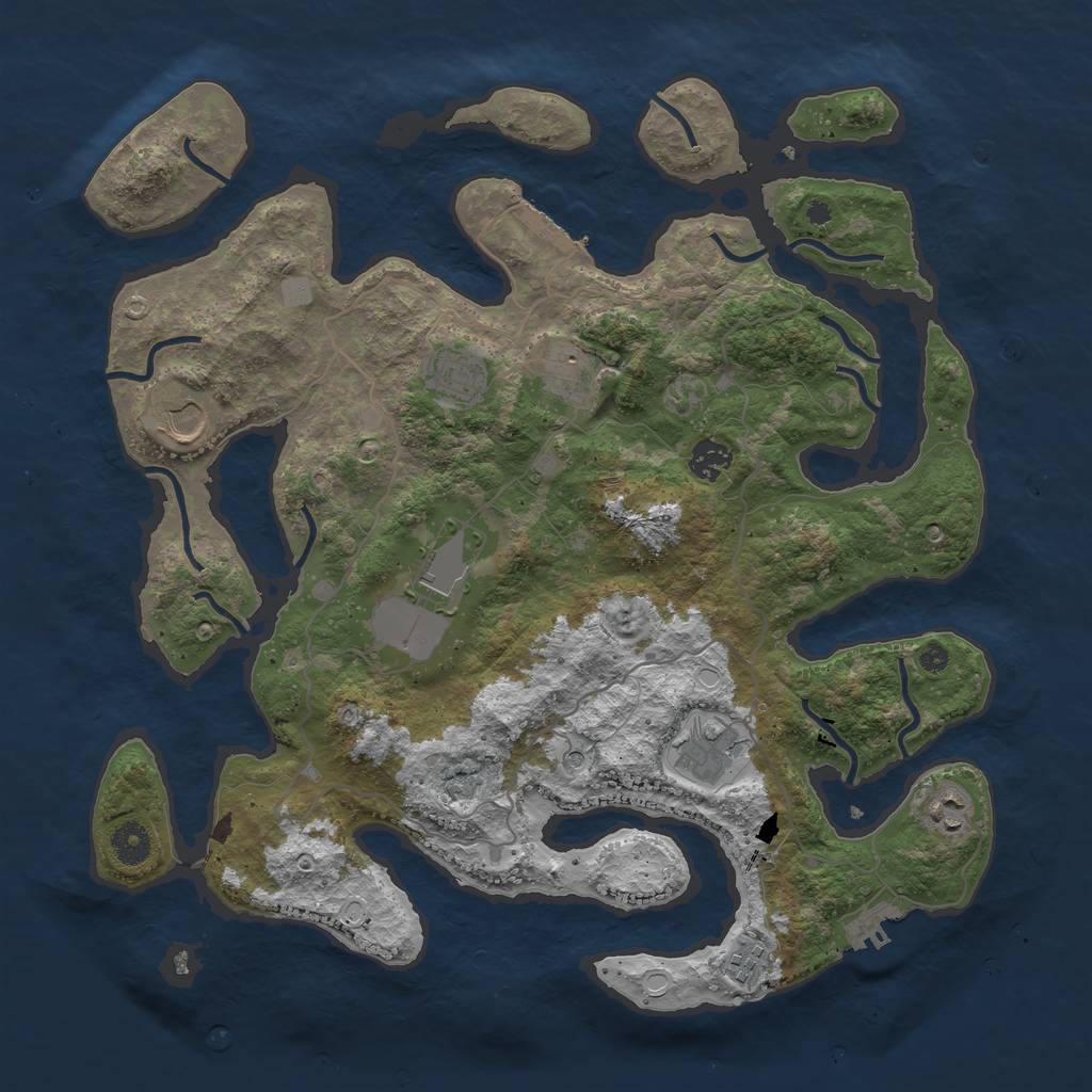 Rust Map: Procedural Map, Size: 4000, Seed: 761060, 16 Monuments