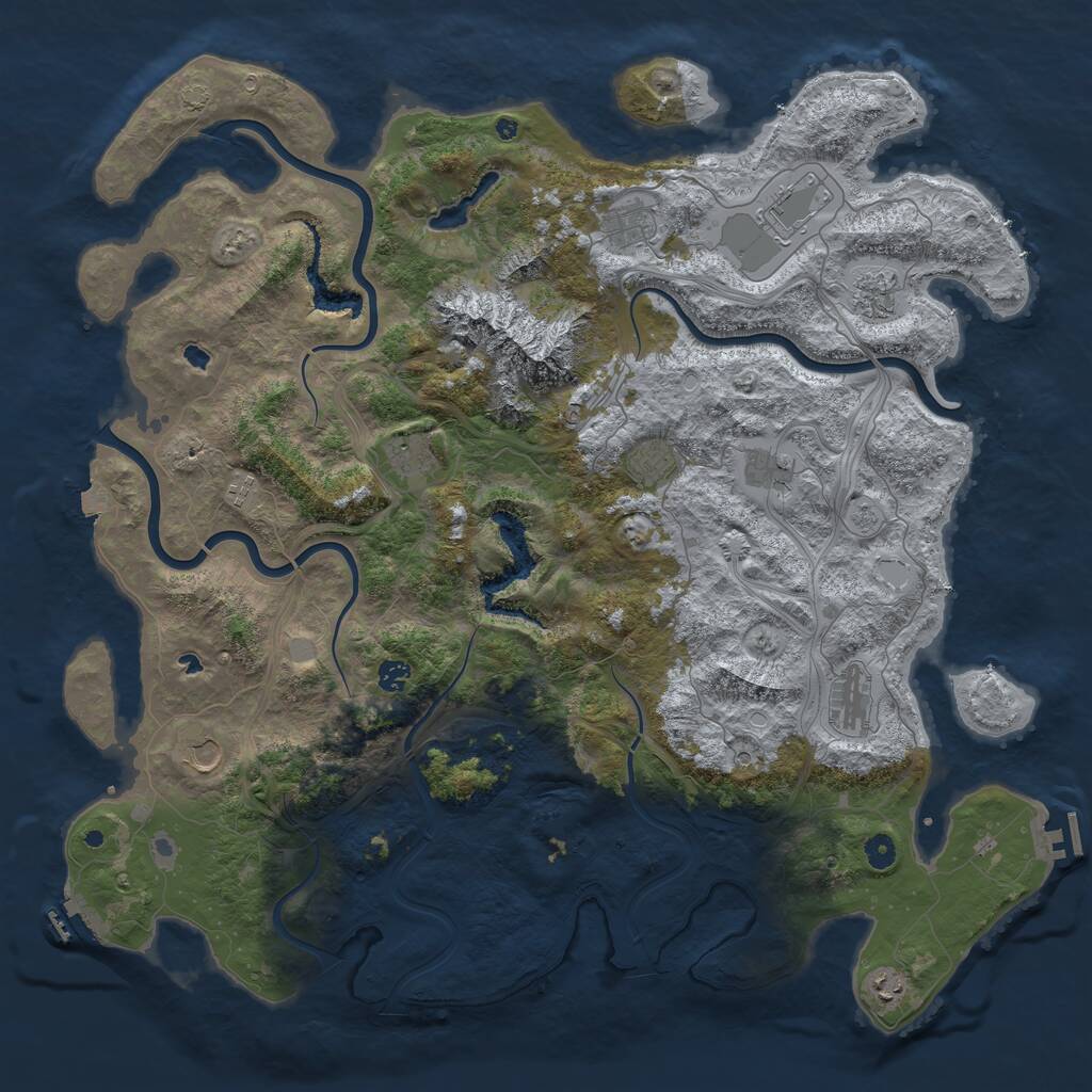 Rust Map: Procedural Map, Size: 5000, Seed: 5469871, 17 Monuments
