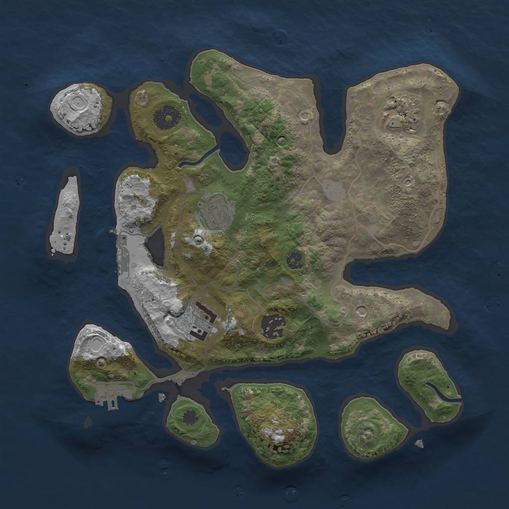 Rust Map: Procedural Map, Size: 3000, Seed: 1943657698, 12 Monuments