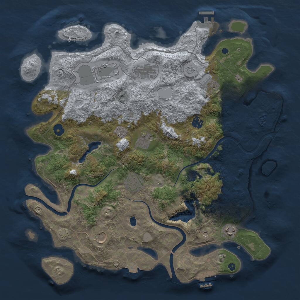 Rust Map: Procedural Map, Size: 4000, Seed: 851122, 15 Monuments