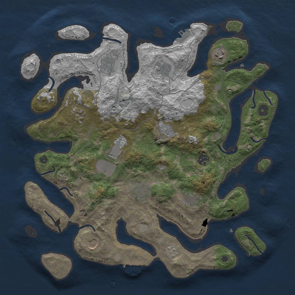 Rust Map: Procedural Map, Size: 4000, Seed: 851122, 19 Monuments