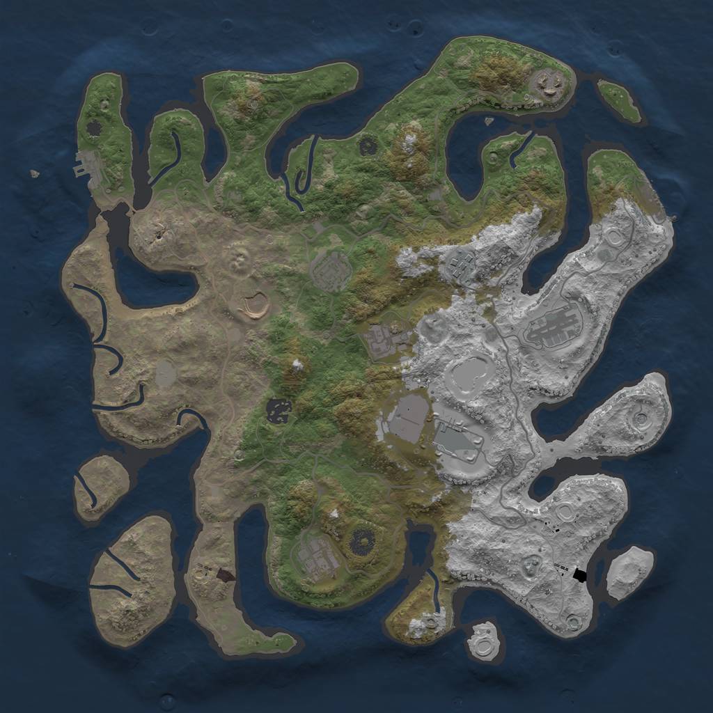 Rust Map: Procedural Map, Size: 4000, Seed: 167529, 17 Monuments