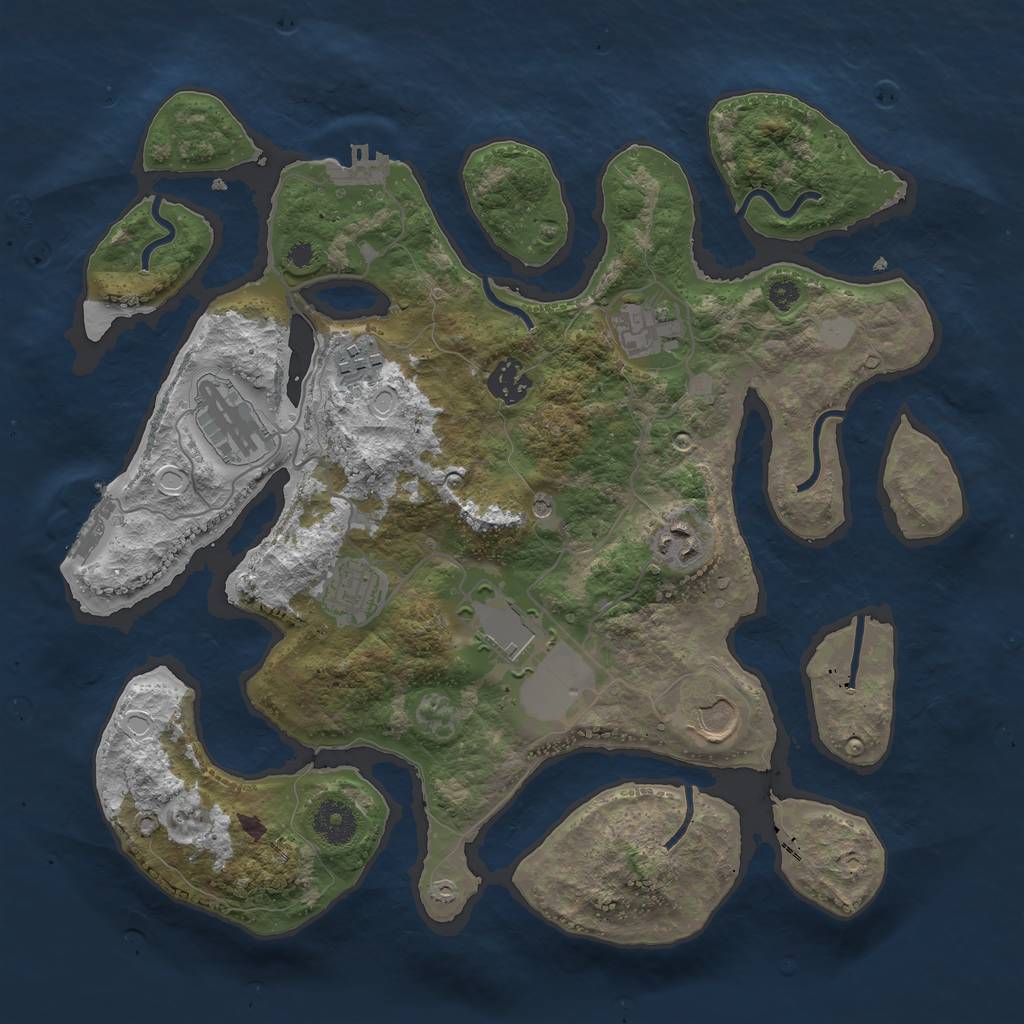 Rust Map: Procedural Map, Size: 3550, Seed: 442712, 16 Monuments