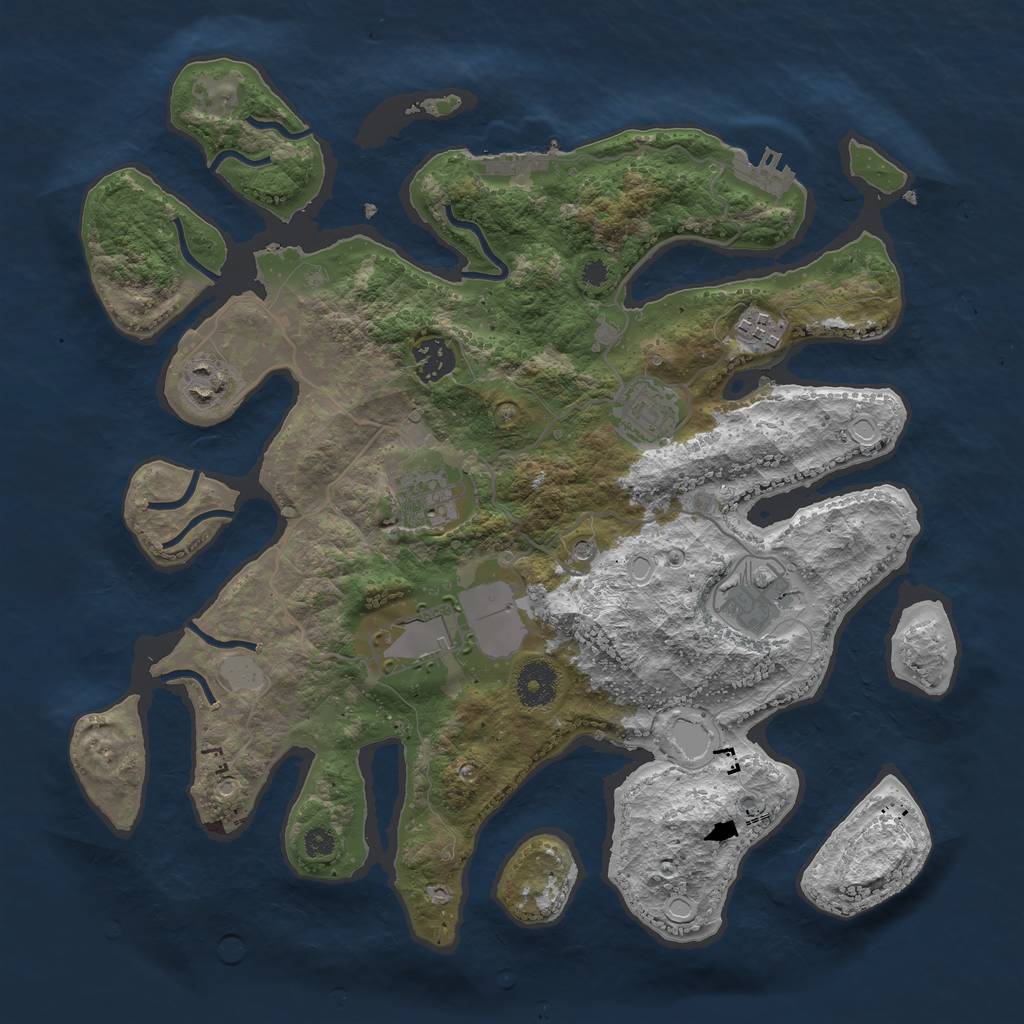 Rust Map: Procedural Map, Size: 3550, Seed: 274551, 15 Monuments