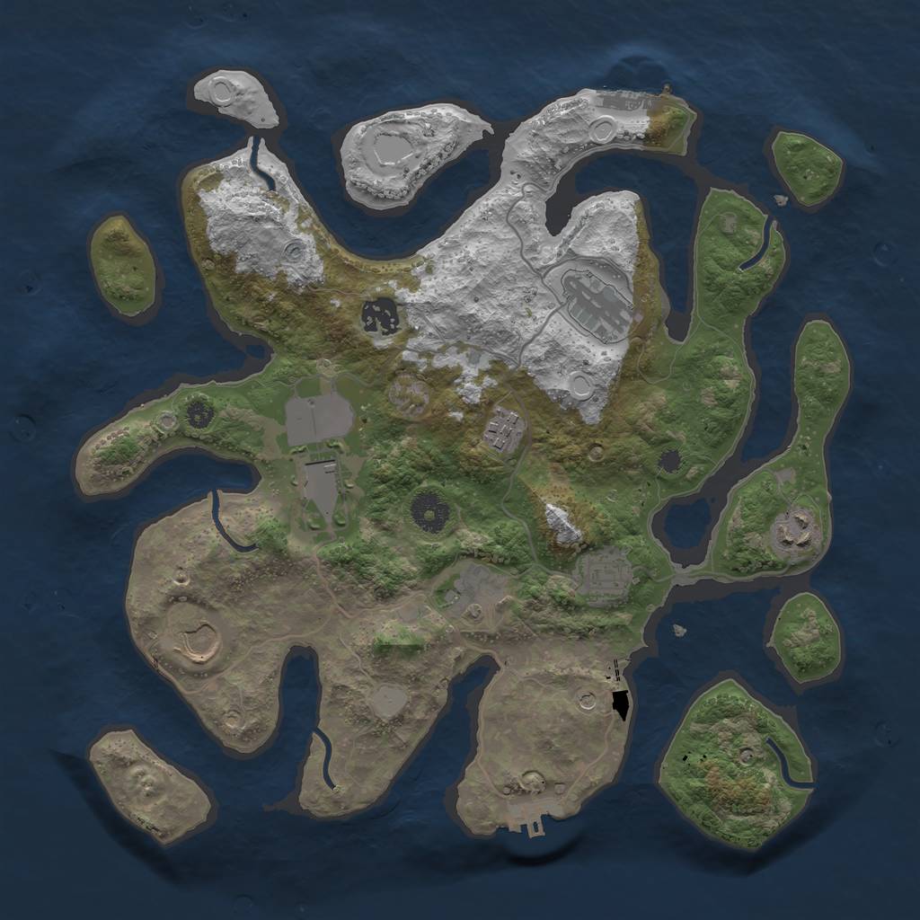 Rust Map: Procedural Map, Size: 3550, Seed: 596310, 16 Monuments
