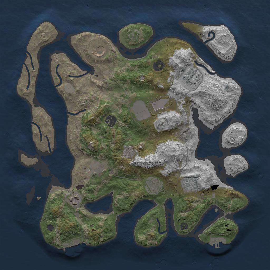 Rust Map: Procedural Map, Size: 3600, Seed: 123022504, 16 Monuments