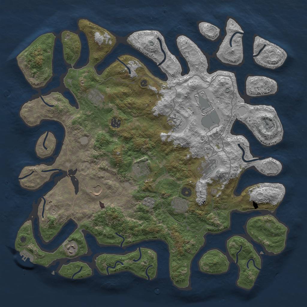 Rust Map: Procedural Map, Size: 4500, Seed: 837258, 17 Monuments