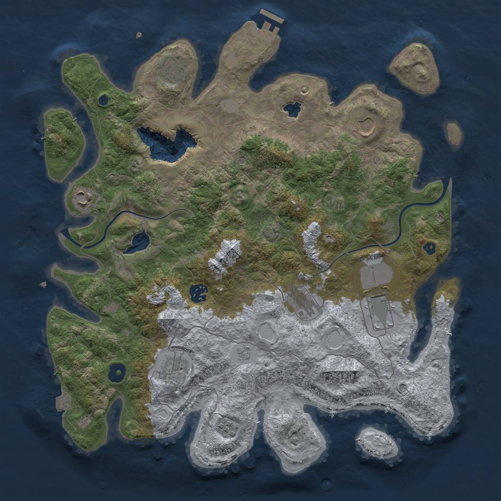 Rust Map: Procedural Map, Size: 4000, Seed: 117626, 13 Monuments