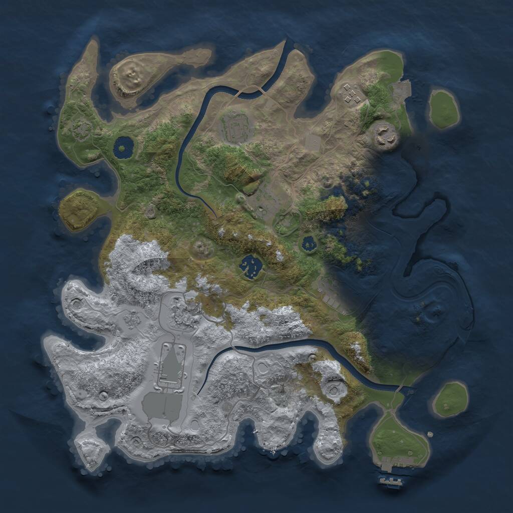 Rust Map: Procedural Map, Size: 3500, Seed: 2038257677, 13 Monuments