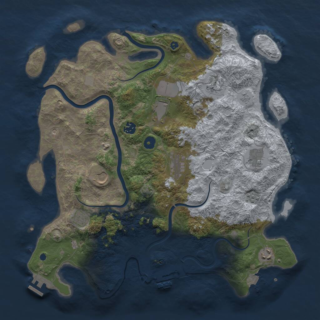 Rust Map: Procedural Map, Size: 3950, Seed: 1462861201, 15 Monuments