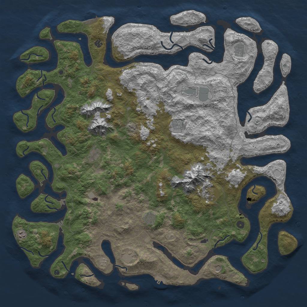 Rust Map: Procedural Map, Size: 6000, Seed: 976868997, 19 Monuments