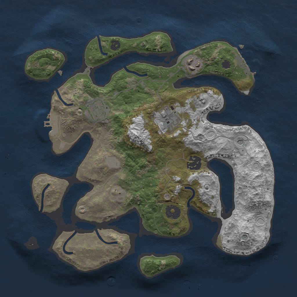 Rust Map: Procedural Map, Size: 3000, Seed: 657833, 12 Monuments