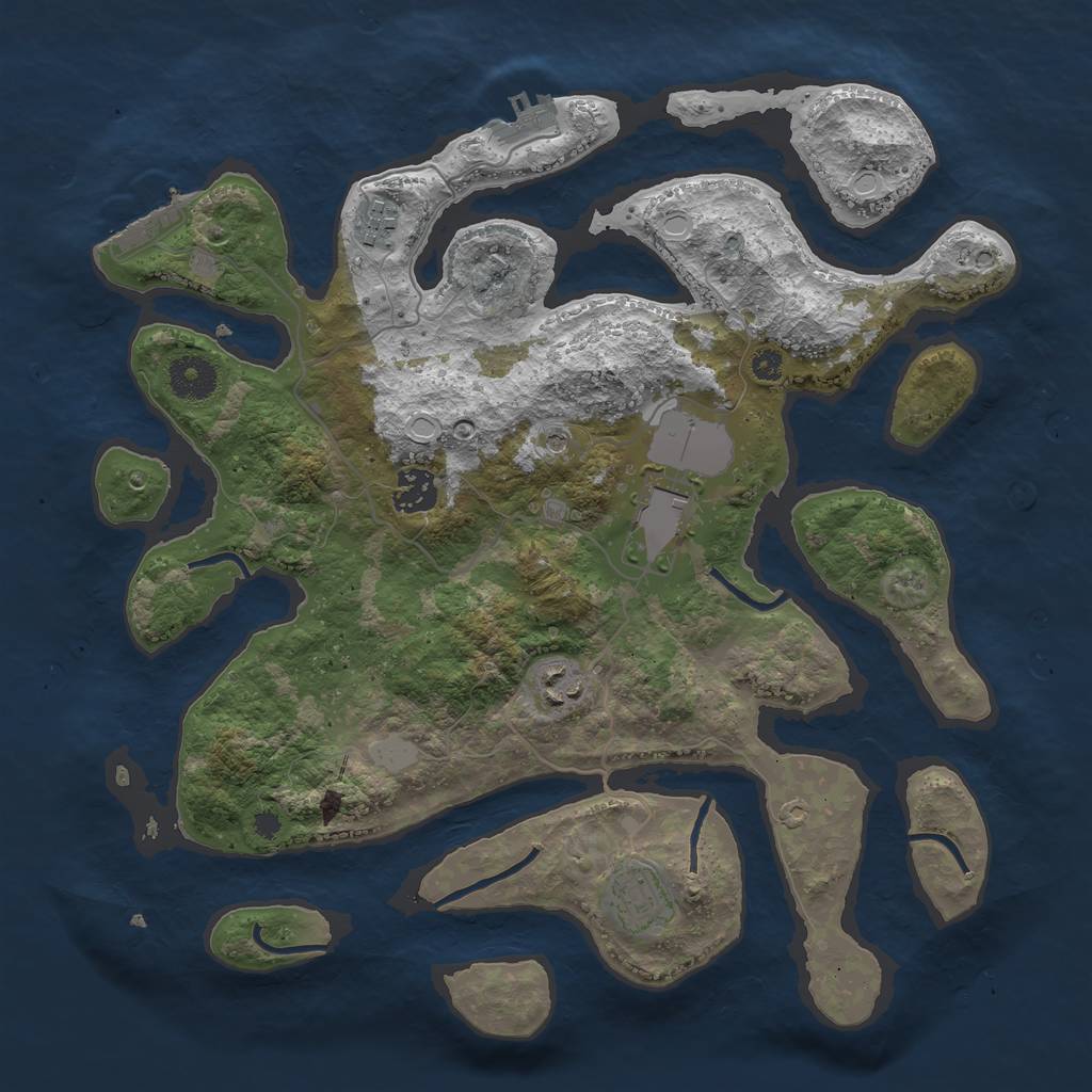 Rust Map: Procedural Map, Size: 3550, Seed: 17601, 13 Monuments
