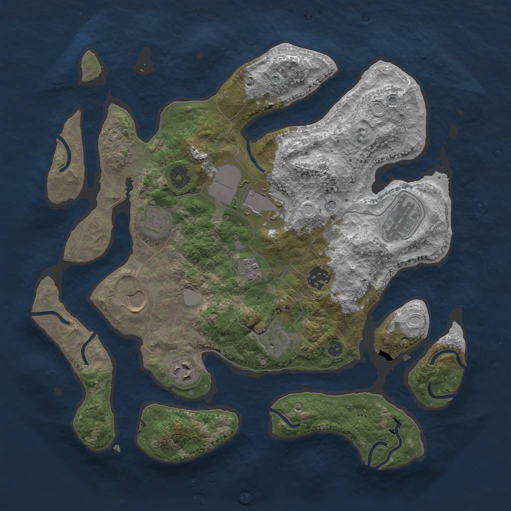 Rust Map: Procedural Map, Size: 3550, Seed: 481325, 14 Monuments