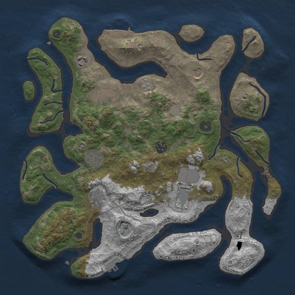 Rust Map: Procedural Map, Size: 3750, Seed: 1741654624, 16 Monuments