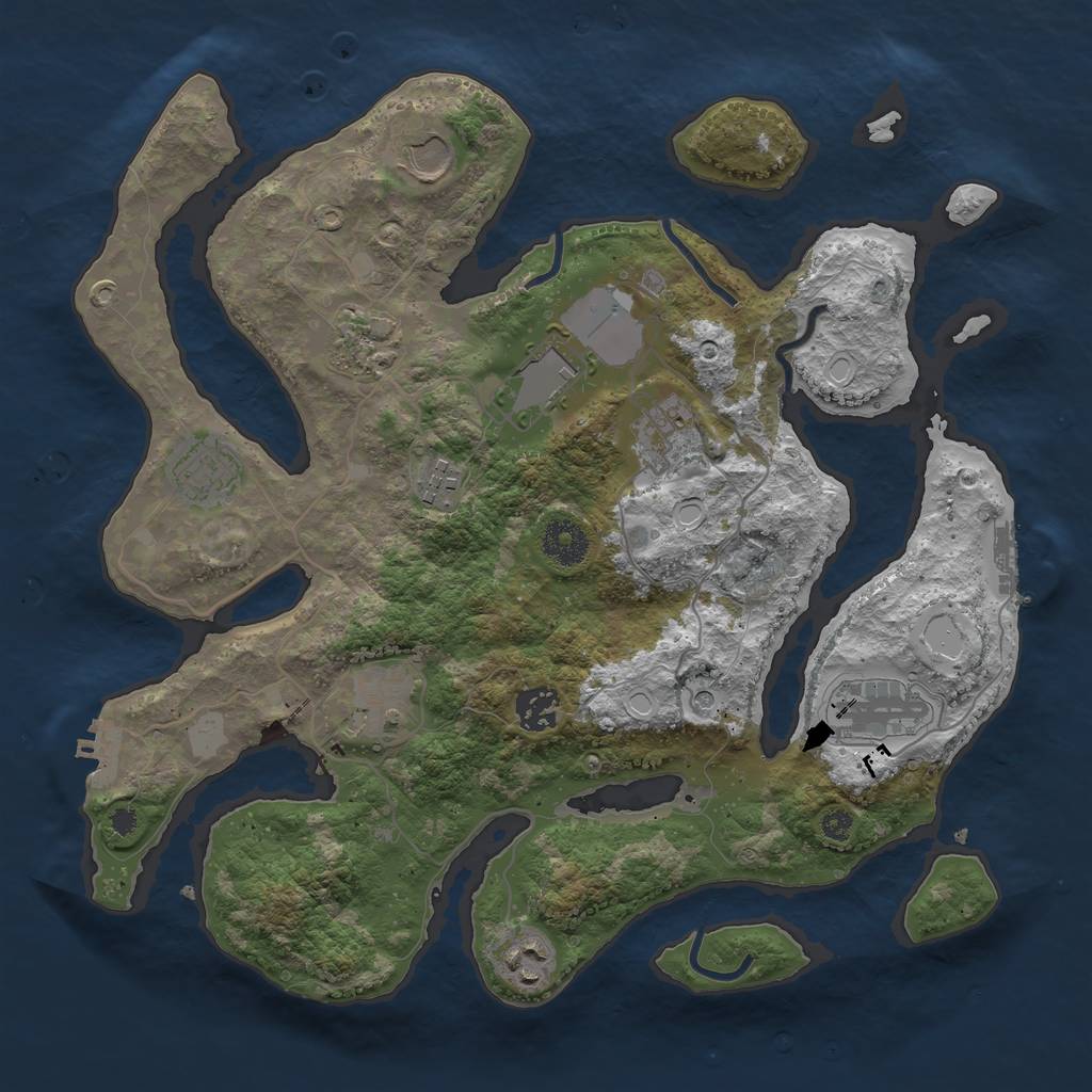 Rust Map: Procedural Map, Size: 3550, Seed: 915492, 18 Monuments