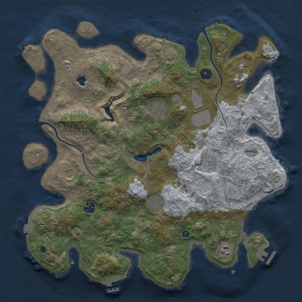 Rust Map: Procedural Map, Size: 4000, Seed: 858033, 14 Monuments