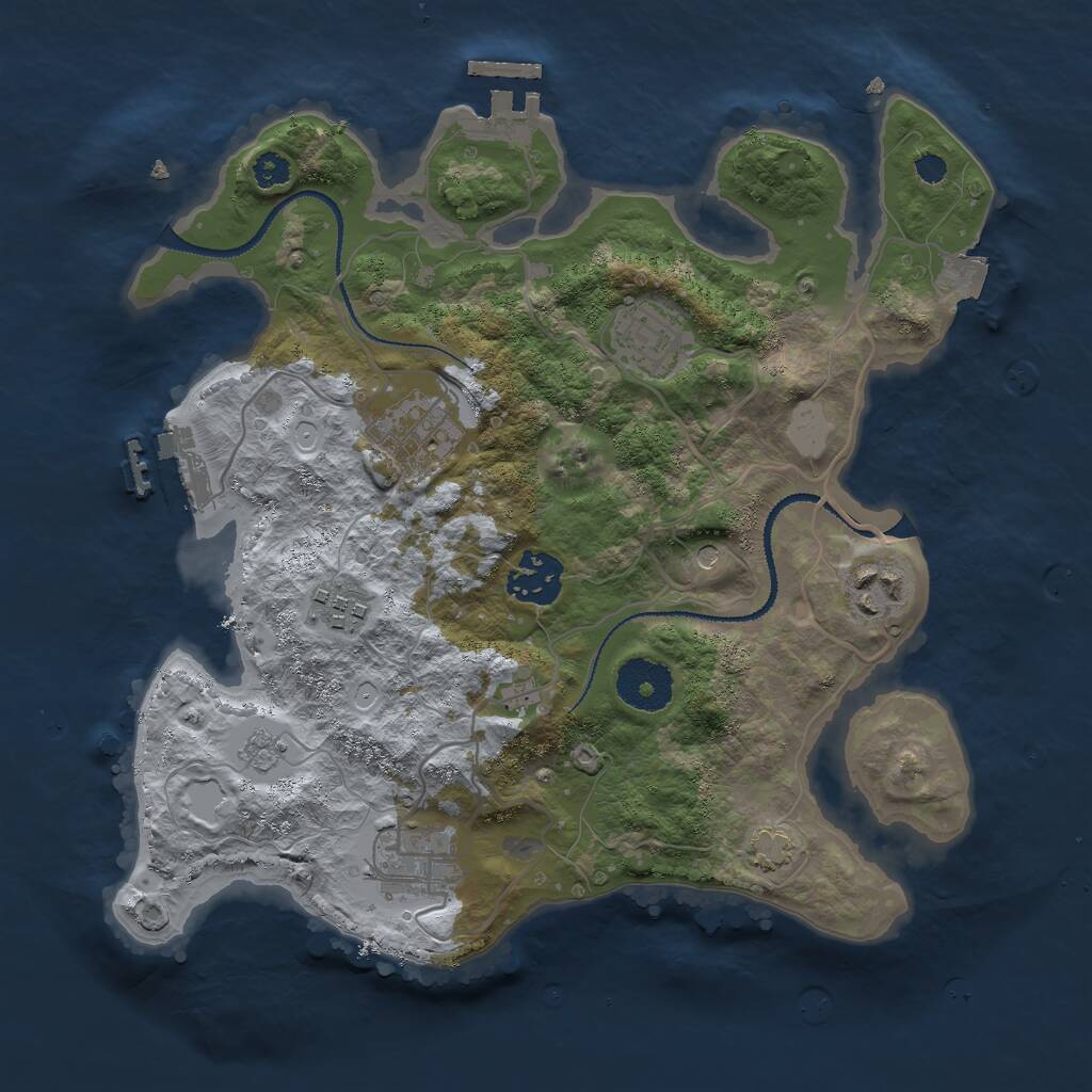 Rust Map: Procedural Map, Size: 3000, Seed: 449194776, 12 Monuments