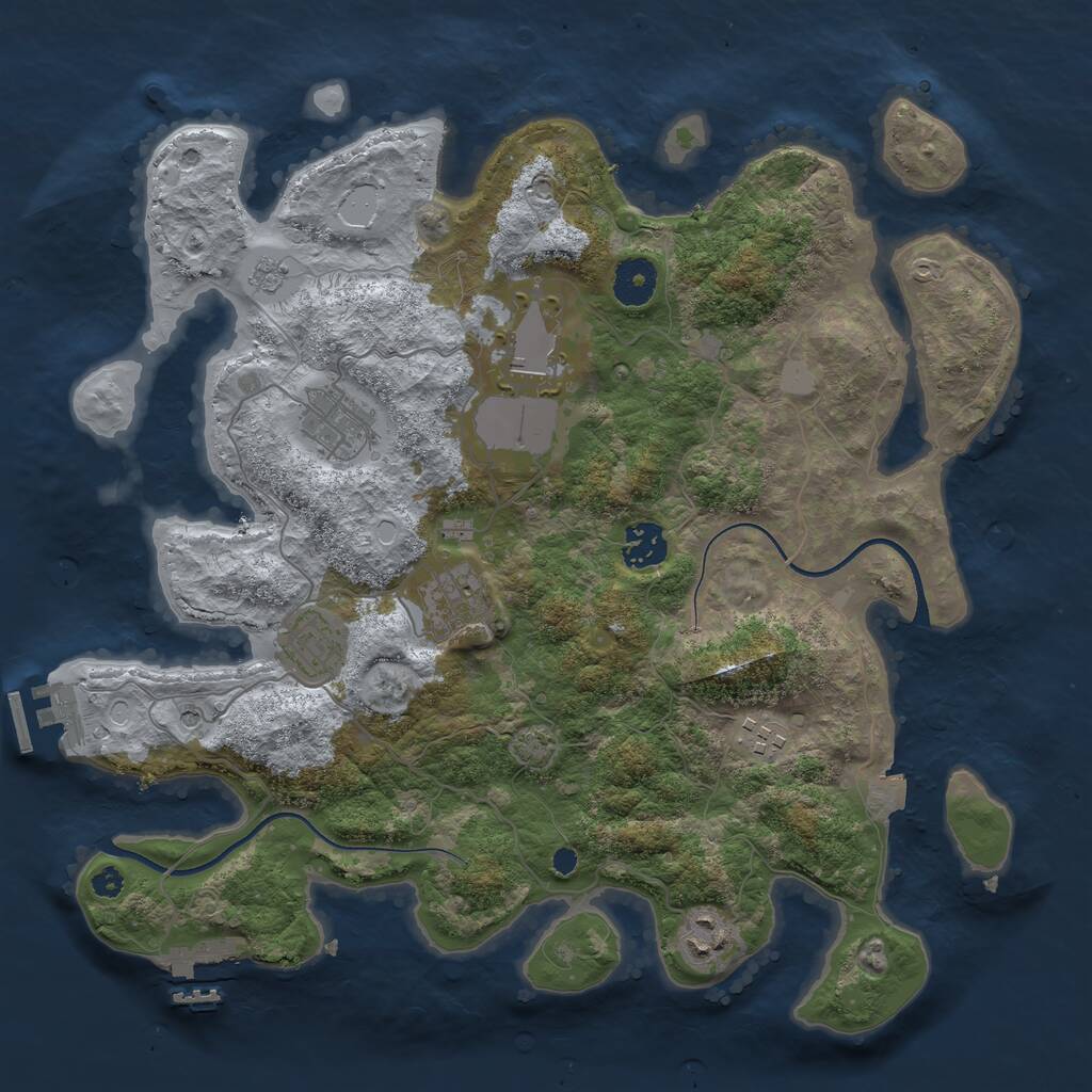 Rust Map: Procedural Map, Size: 3550, Seed: 966618, 13 Monuments