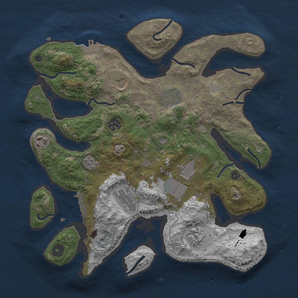 Rust Map: Procedural Map, Size: 3500, Seed: 483, 16 Monuments