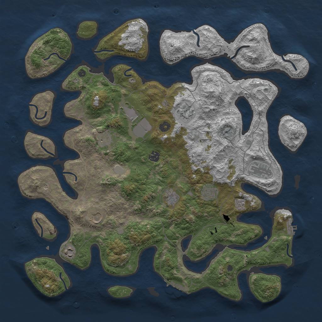 Rust Map: Procedural Map, Size: 4500, Seed: 1470810896, 18 Monuments