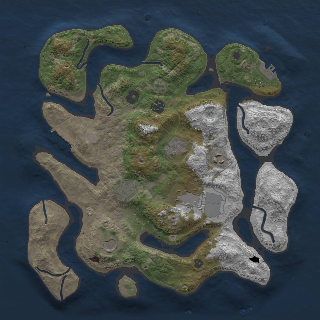 Rust Map: Procedural Map, Size: 3550, Seed: 782610, 14 Monuments