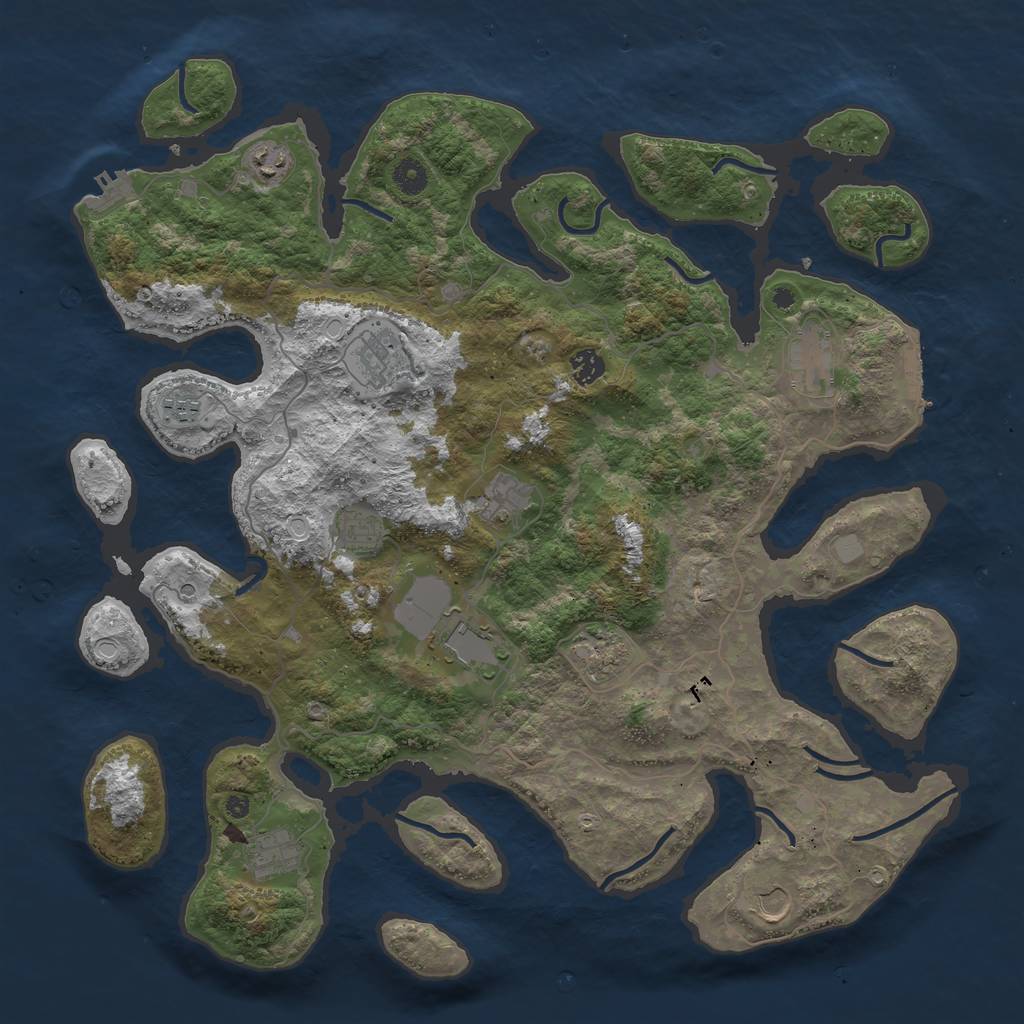 Rust Map: Procedural Map, Size: 4400, Seed: 44356765, 19 Monuments