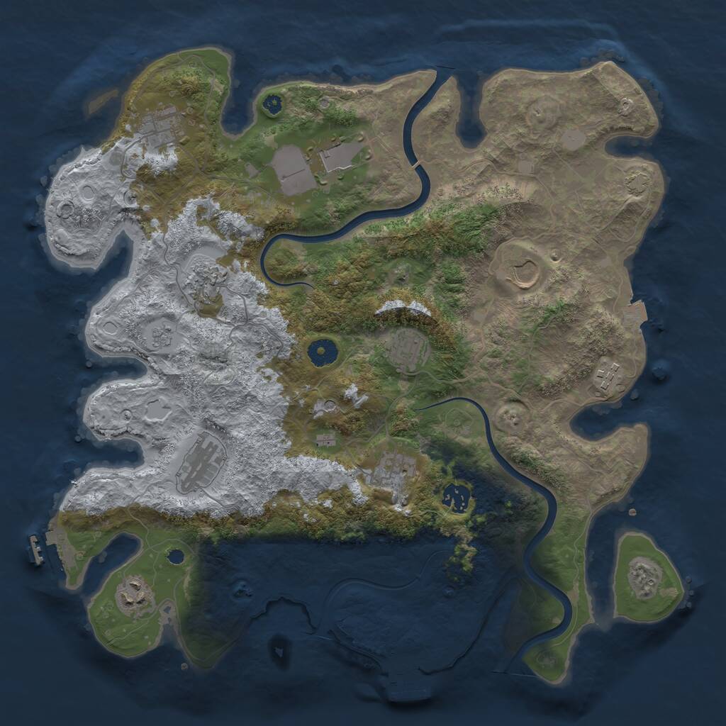 Rust Map: Procedural Map, Size: 3850, Seed: 11080, 16 Monuments
