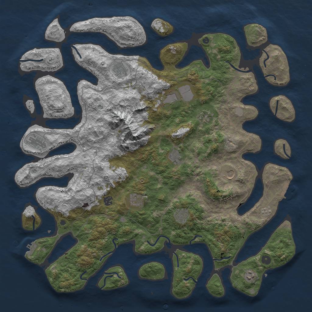 Rust Map: Procedural Map, Size: 5000, Seed: 358421433, 19 Monuments