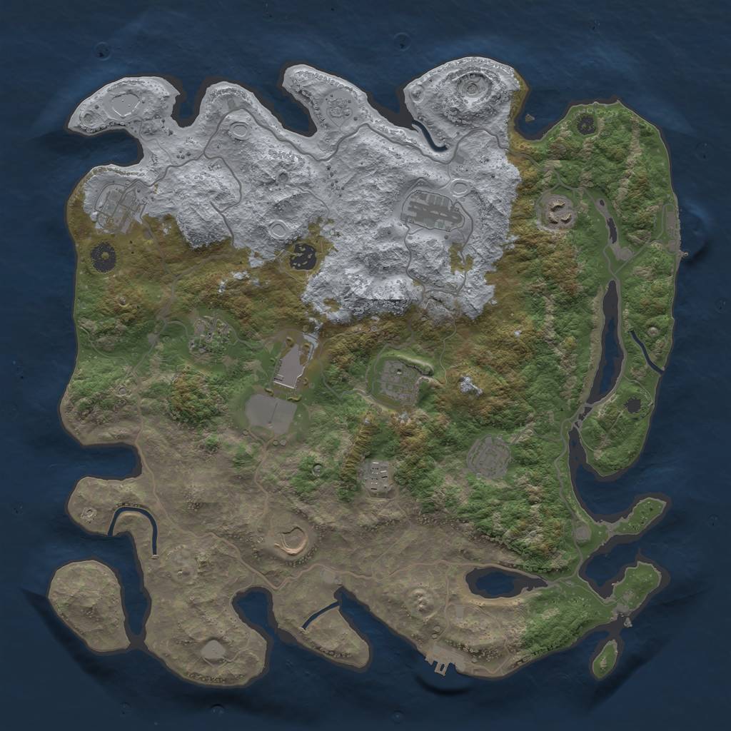 Rust Map: Procedural Map, Size: 4000, Seed: 1152911529, 17 Monuments