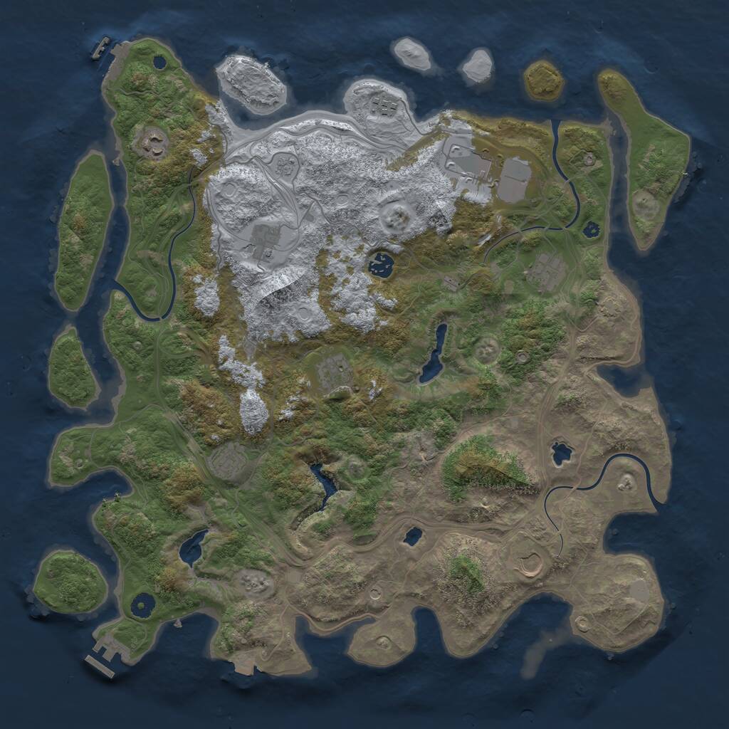 Rust Map: Procedural Map, Size: 4500, Seed: 142412, 15 Monuments