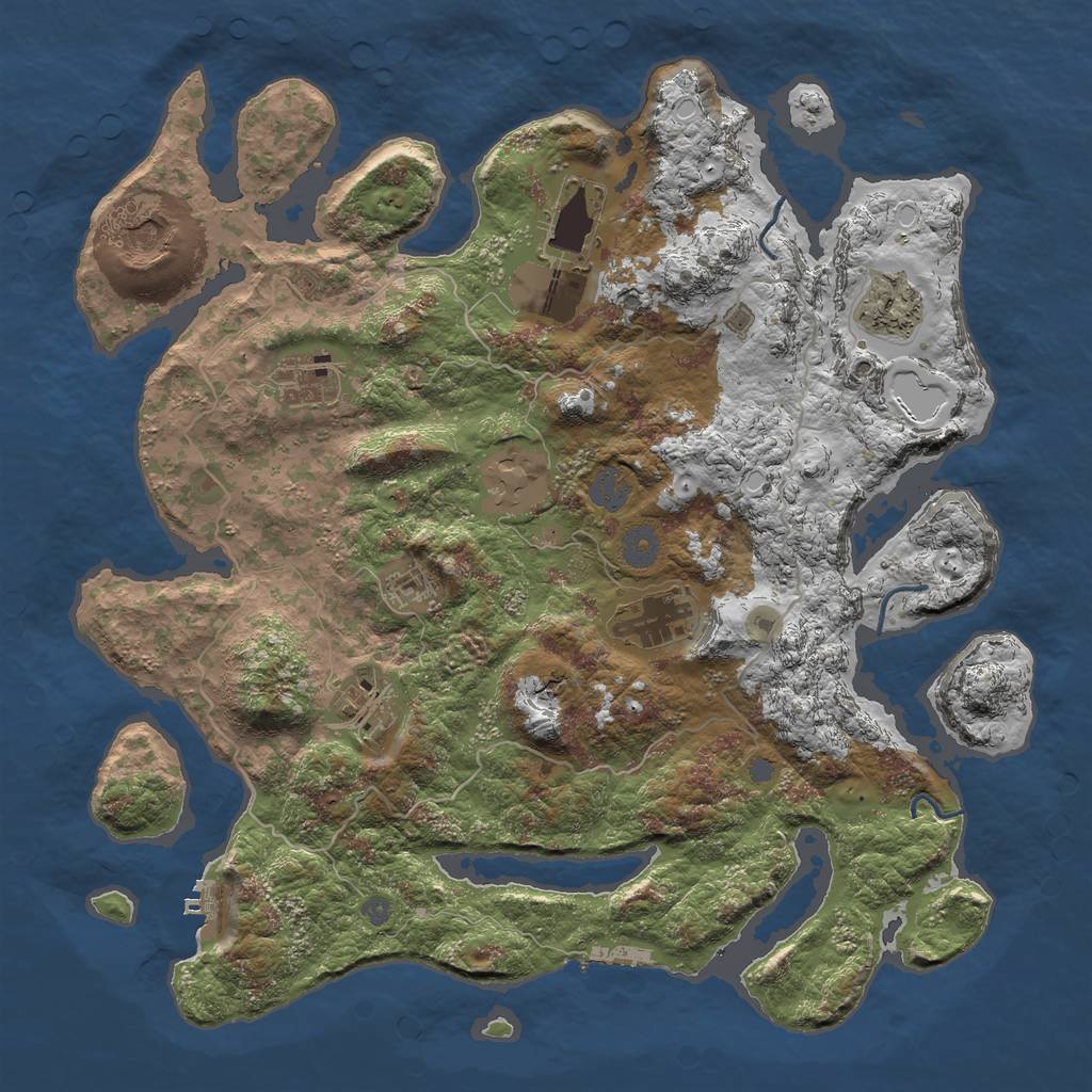 Rust Map: Procedural Map, Size: 4000, Seed: 251, 15 Monuments