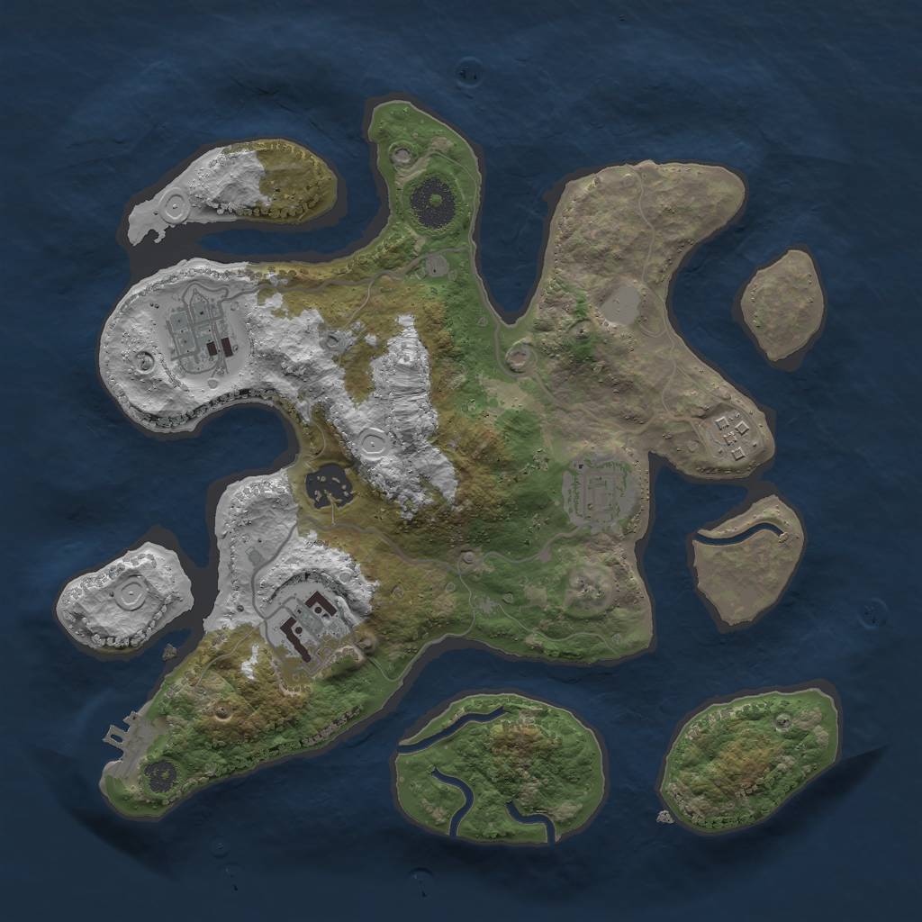 Rust Map: Procedural Map, Size: 3000, Seed: 1460903279, 11 Monuments