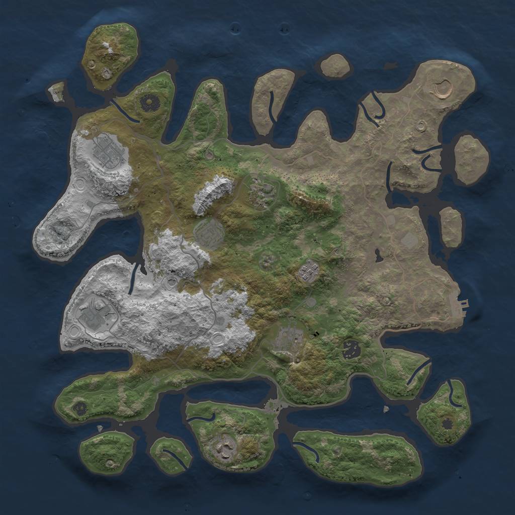 Rust Map: Procedural Map, Size: 4000, Seed: 775233, 16 Monuments