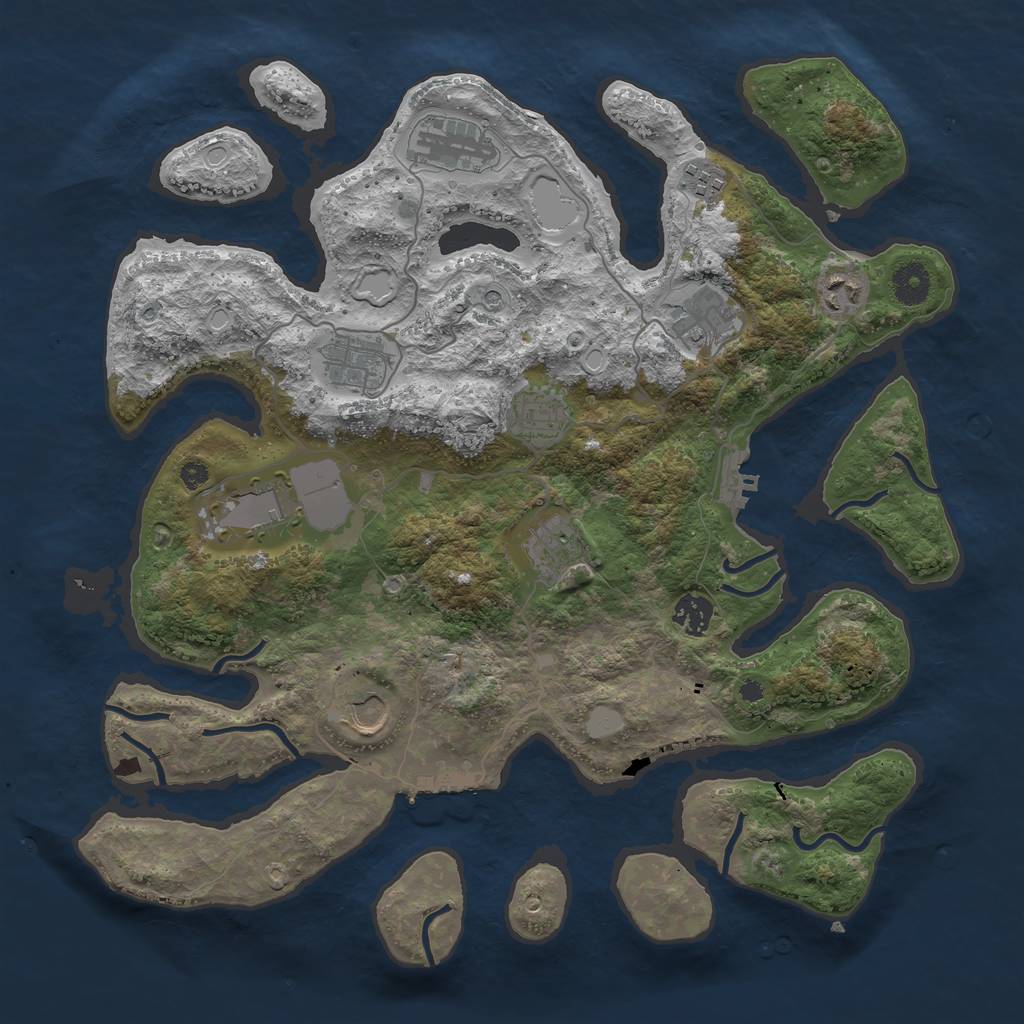 Rust Map: Procedural Map, Size: 3850, Seed: 1685304339, 18 Monuments