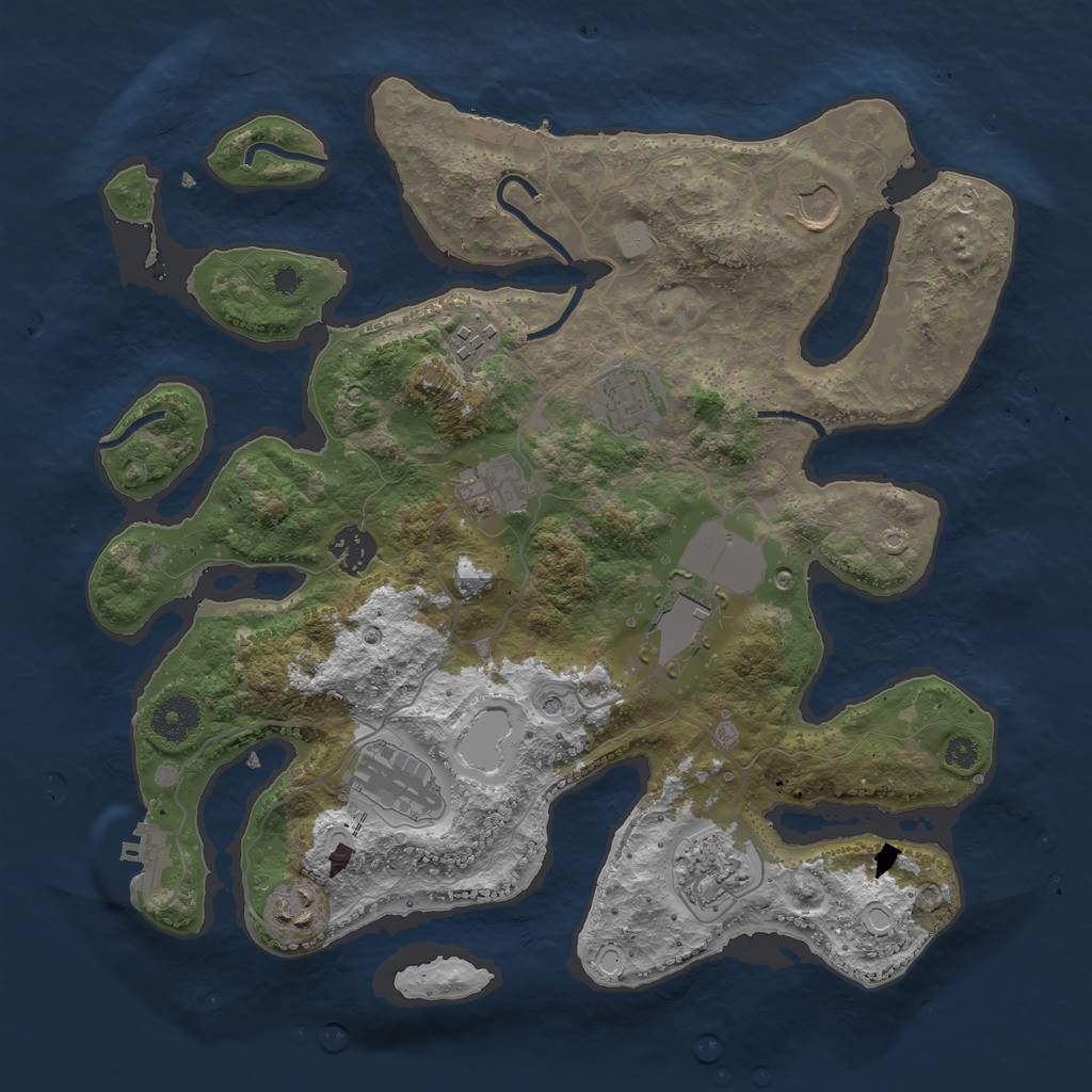 Rust Map: Procedural Map, Size: 3550, Seed: 706082, 17 Monuments
