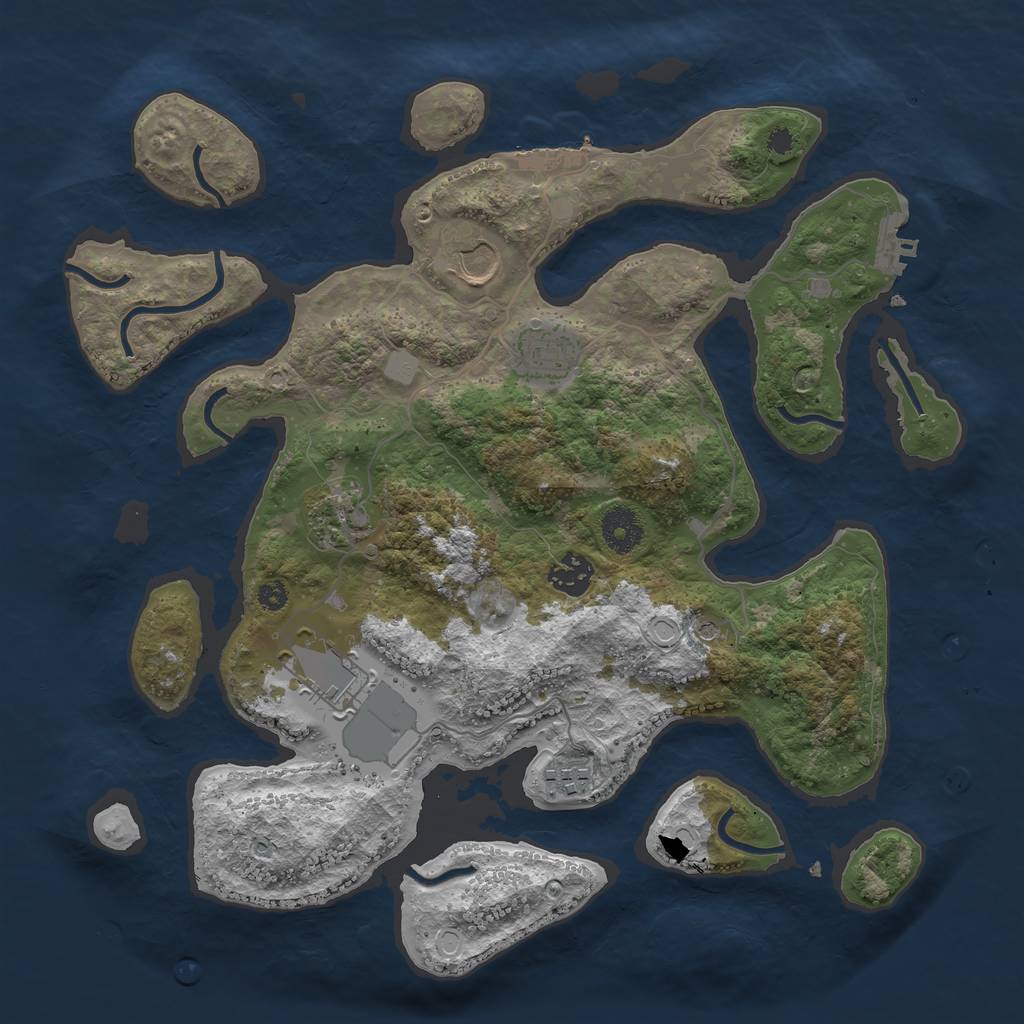 Rust Map: Procedural Map, Size: 3550, Seed: 508761, 14 Monuments