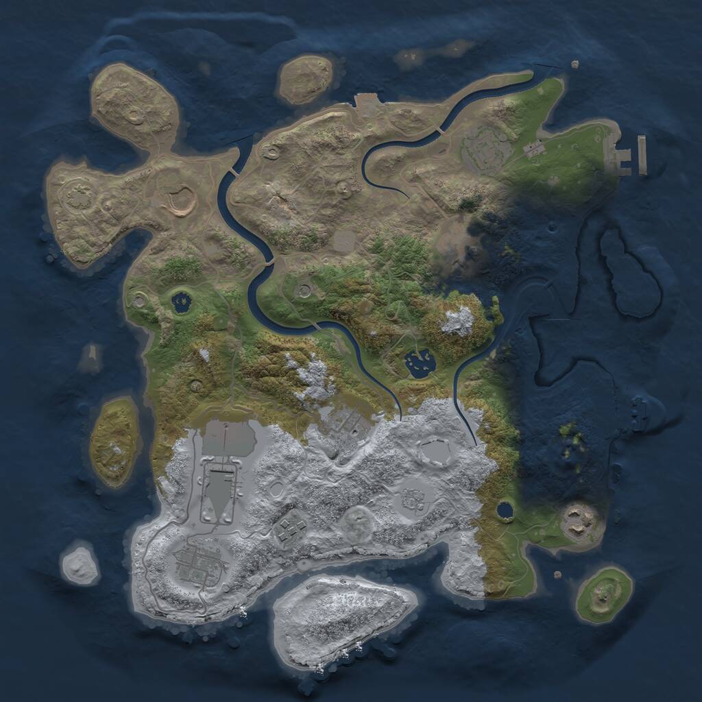 Rust Map: Procedural Map, Size: 3550, Seed: 508761, 15 Monuments