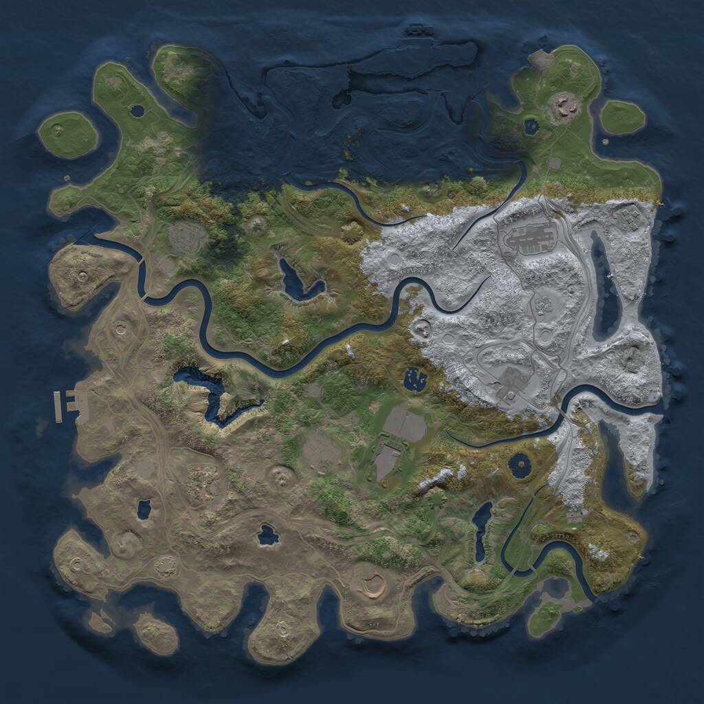 Rust Map: Procedural Map, Size: 4500, Seed: 645483616, 16 Monuments